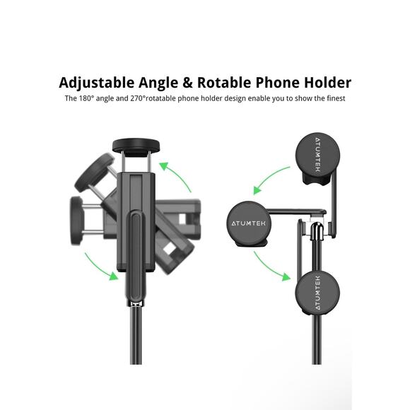 Selfie Stick Tripod, Extendable Aluminum Bluetooth Selfie Stick with Remote - Picture 3 of 7